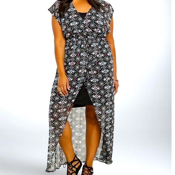 Torrid High Low Dress Tribal Ikat Print Size 2x